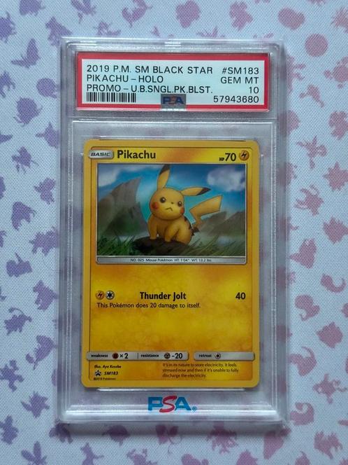 Pikachu Holo SM183 Pokémon S&M Black Star Promo 2019 PSA 10, Hobby en Vrije tijd, Verzamelkaartspellen | Pokémon, Nieuw, Losse kaart