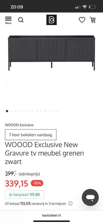 WOOOD Exclusive New Gravure tv meubel grenen zwart