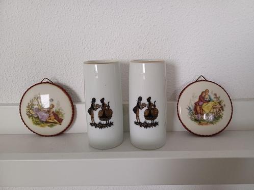 Limoge porseleinen mini schilderijtjes en 2 vaasjes, Antiek en Kunst, Antiek | Woonaccessoires, Ophalen of Verzenden