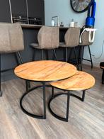 Salontafeltjes hout rond set, Huis en Inrichting, Tafels | Salontafels, Ophalen, 50 tot 100 cm, Rond, 50 tot 100 cm