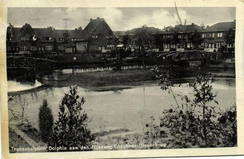 Transvaalplein Dolphia aan den Rijksweg Enschede-Glanerbrug, Verzamelen, Ansichtkaarten | Nederland, Gelopen, Overijssel, Ophalen of Verzenden