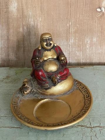 Vintage wierook houder schaaltje. Lachende Boedha Buddha beschikbaar voor biedingen