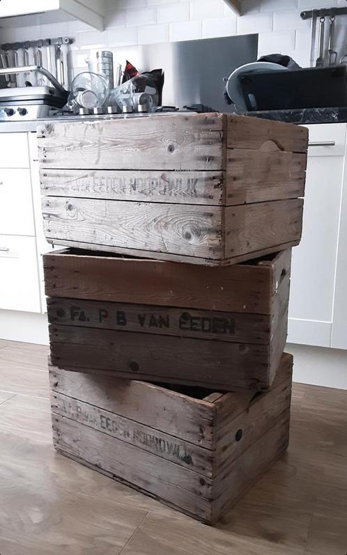 3 stuks houten kisten ' veiling kampen, Huis en Inrichting, Woonaccessoires | Kisten, Minder dan 50 cm, Minder dan 50 cm, Ophalen