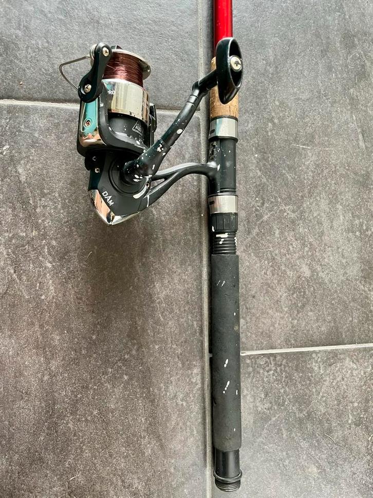 Vishengel Fighter Pro met Dam Molen, Watersport en Boten, Hengelsport | Karpervissen, Gebruikt, Complete set, Ophalen of Verzenden