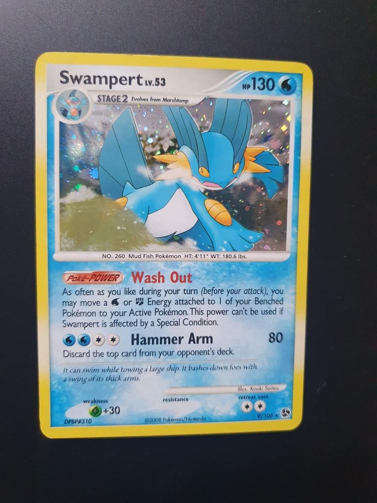 Swampert 9/106 holo pokemon kaart, Ophalen of Verzenden, Zo goed als nieuw