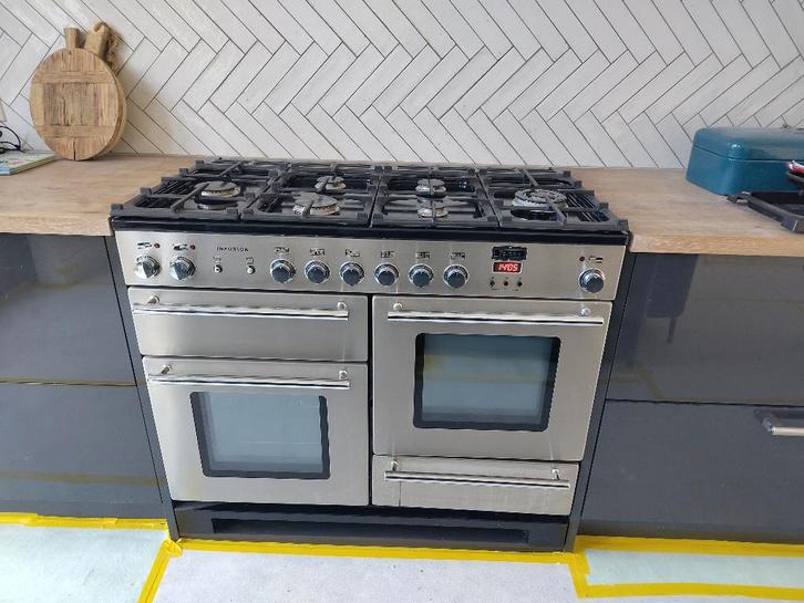 Falcon Fornuis Infusion 110 gas, Witgoed en Apparatuur, Fornuizen, Gebruikt, Vrijstaand, Gas, 5 kookzones of meer, 90 tot 95 cm