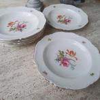 Zes gave diepe borden met tulp & roos, Mitterteich, Antiek en Kunst, Antiek | Servies los, Ophalen of Verzenden