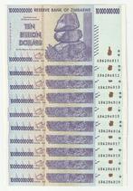 Zimbabwe : 10 x 10 Billion Dollars 2008 met opeenv. nrs., Postzegels en Munten, Bankbiljetten | Afrika, Setje, Zimbabwe, Verzenden