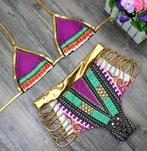 Paarse gouden afrikaanse bikini boho sexy dames vrouwen, Verzenden, Nieuw, Overige kleuren, Bikini