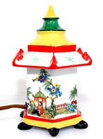 Schitterende Art Deco Porselein Chinoiserie Pagode Lamp 1930, Antiek en Kunst, Verzenden