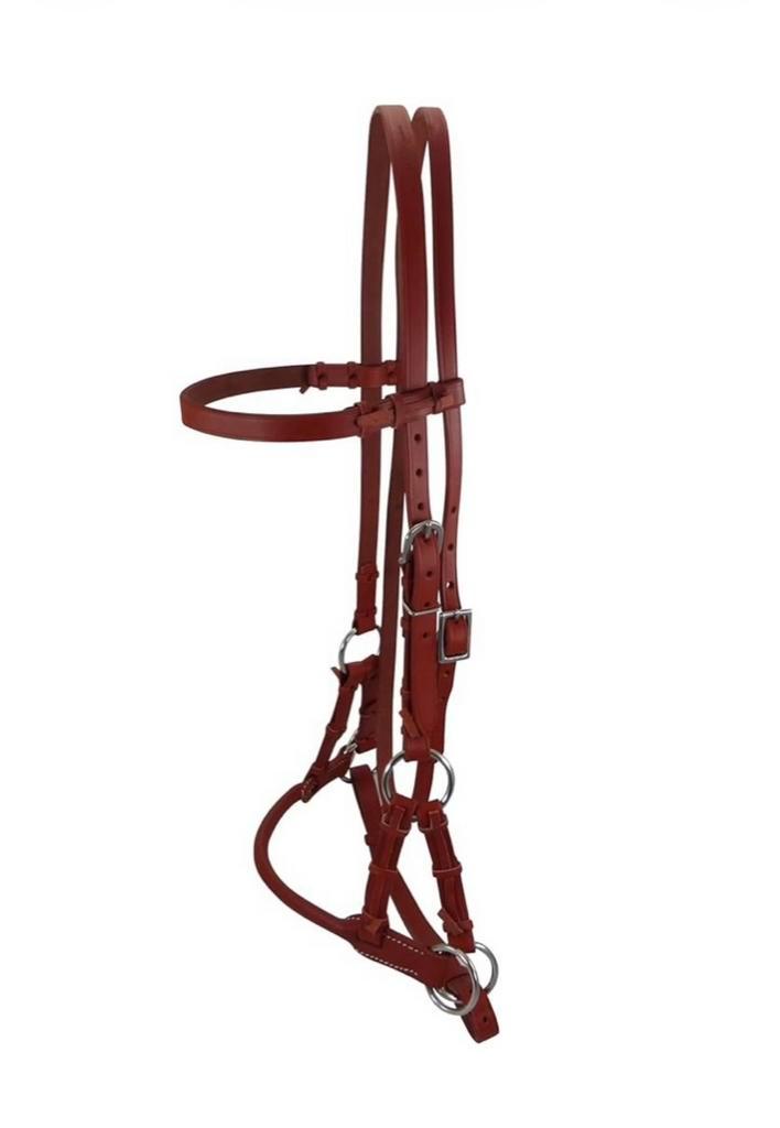 Nieuw leren sidepull bitloos hoofdstel chestnut FULL, Dieren en Toebehoren, Paarden en Pony's | Hoofdstellen en Tuigage, Nieuw