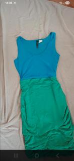 Mooi blauw groen jurkje met smock details,  Bonprix   maat 4, Maat 38/40 (M), Bonprix, Blauw, Ophalen of Verzenden