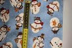 Coupon quilt 100% katoen stof - blauw sneeuwpop kerst #4007, Blauw, Nieuw, Ophalen of Verzenden, 30 tot 120 cm