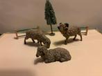 Antiek Lineol schapen beeldjes boerderij kerst decoratie., Ophalen of Verzenden