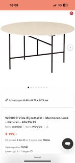 WOOOD Vida Bijzettafel - Marmeren Look - Naturel - 40x75x75, Ophalen, 50 tot 100 cm, Rond, Zo goed als nieuw