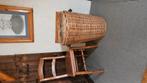 Wasmand, oude rieten met leren hengsels, Ophalen, Zo goed als nieuw, Minder dan 100 cm, Wasbak of Wastafel