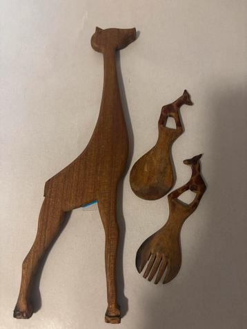 Houten Giraffen Decoratie Set beschikbaar voor biedingen