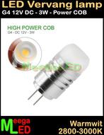 G4 LEDspot LEDlamp COB LED 12V - 3 Watt - Warmwit - 2800k, 30 tot 60 watt, Led-lamp, Nieuw, Bipin of Steekvoet