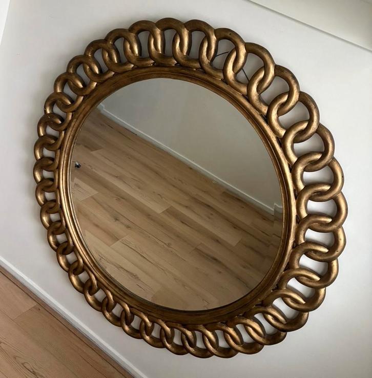 Grote Gouden brocante Spiegel  van 120 cm, Huis en Inrichting, Woonaccessoires | Spiegels, Gebruikt, 100 tot 125 cm, 100 tot 150 cm