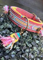 Ibiza boho deco halsband koraal leer geel nappa maat 26-32, Ophalen of Verzenden, Zo goed als nieuw