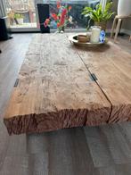 Robuuste salontafels - 136x40x36 - industrieel / teak, Ophalen, Minder dan 50 cm, 100 tot 150 cm, Teakhout