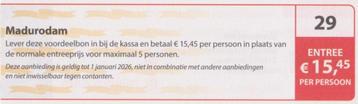 Madurodam entree €15,45 p.p. Postcodeloterij kortingsbon 29. beschikbaar voor biedingen