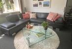 Italiaans design salontafel;dubbel blad traploos verstelbaar, Ophalen, Rond, Minder dan 50 cm, Glas