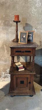 Brocante nachtkastje  - hout - marmer - curiosa, Ophalen