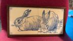 Tegeltableau met 2 konijnen, Antiek en Kunst, Ophalen