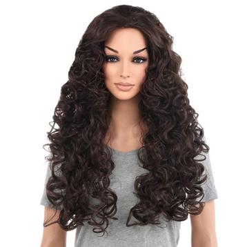 Mooie pruik bruin lang haar veel volume en krullen kleur 6 beschikbaar voor biedingen