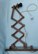 vintage hout Uitschuifbare Scharnierlamp harmonicalamp lamp, Ophalen of Verzenden, Zo goed als nieuw, Hout