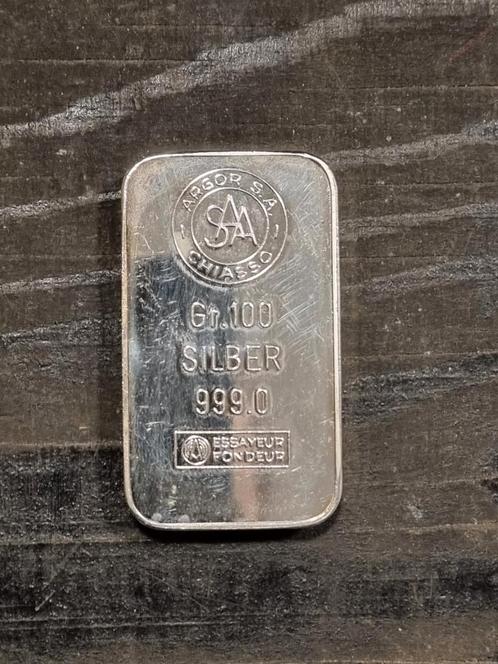 Argor s.a. zilverbaar 999.0 100gr 100 gram zilver baar, Postzegels en Munten, Edelmetalen en Baren, Zilver, Ophalen of Verzenden