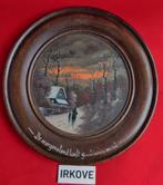 HOUTEN WANDBORD * Met Echt Schilderij *, Antiek en Kunst, Verzenden