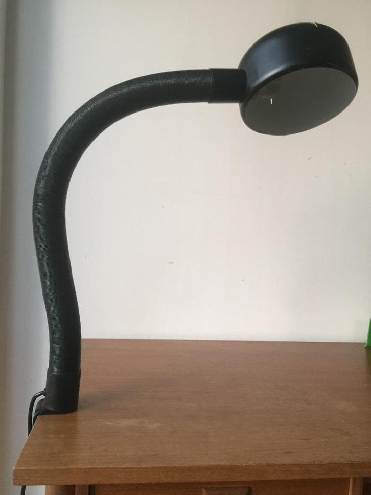 OPRUIMING Jaren 70 flexibele zwarte design bureaulamp, Huis en Inrichting, Lampen | Tafellampen, Gebruikt, Minder dan 50 cm, Kunststof
