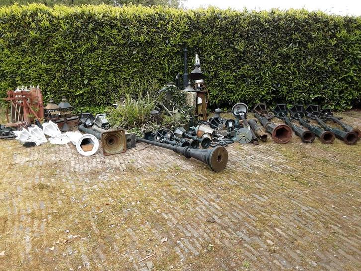 GIETIJZER ARMATUREN EN LANTAARNPALEN NOSTALGISCH OUD, Tuin en Terras, Buitenverlichting, Nieuw, Staande lamp, IJzer, 50 tot 250 watt