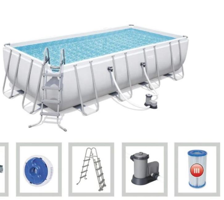 Zwembad Bestway Power Steel 549x274x122 cm + filterpomp en v, Tuin en Terras, Zwembaden, Gebruikt, Opzetzwembad, 120 cm of meer