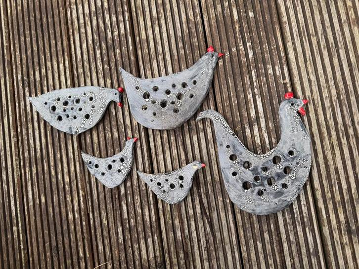 Set metalen kippen / tuinstekers decoratie, Tuin en Terras, Tuinstekers, Gebruikt, Ophalen