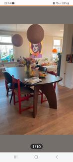 Deens ovale eettafel, noten kleur, 240cm, Huis en Inrichting, Tafels | Eettafels, Ophalen, Gebruikt, 100 tot 150 cm, Deens