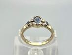 Gouden Vintage ring edelsteen saffier en diamant. 2025/514, Sieraden, Tassen en Uiterlijk, Ringen, Blauw, ., Ophalen of Verzenden