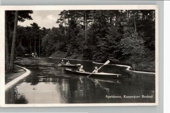 Apeldoorn Kanovijver Bosbad zegel + st 1952, Verzenden, 1940 tot 1960, Gelopen, Gelderland