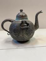 Theepot met Gravures koper vertind, Antiek en Kunst, Ophalen of Verzenden, Koper