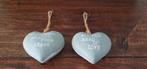 2 x houten hart grijs met tekst, Ophalen of Verzenden, Zo goed als nieuw