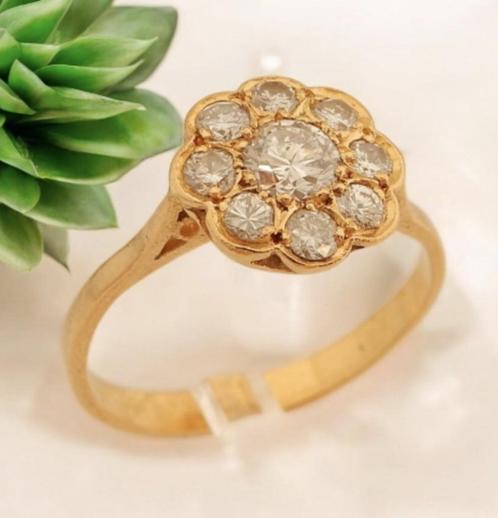 24 karaat Gouden Entourage Ring Damesring 1.20 crt Diamanten, Sieraden, Tassen en Uiterlijk, Ringen, Nieuw, Dame, 18 tot 19, Goud