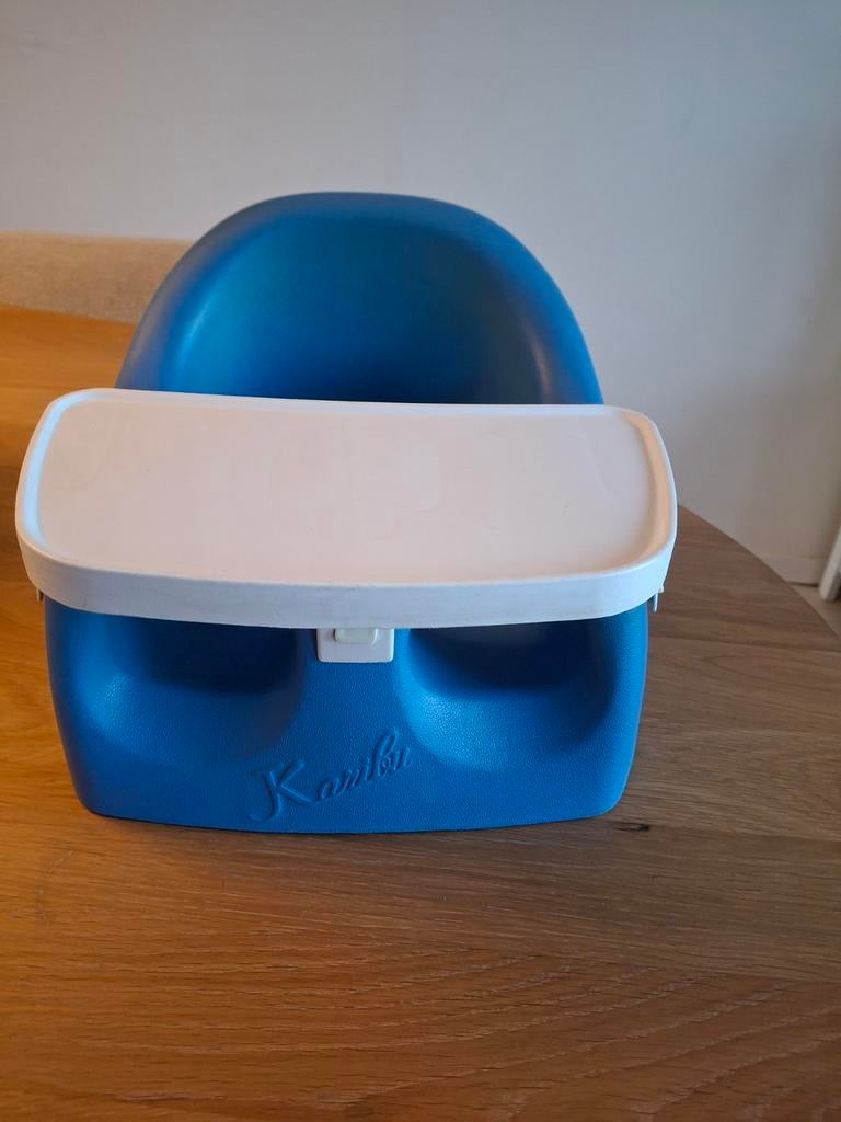 Karibu blauwe stoel met eetblad, Ophalen of Verzenden, Gebruikt, Overige typen, Afneembaar eetblad