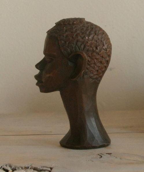Houtsnijwerk hoofd - afrikaans - man - hout, Antiek en Kunst, Kunst | Niet-Westerse kunst, Ophalen of Verzenden