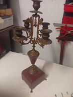 Antieke kandelaar met 5 armen messing marmer, Ophalen of Verzenden, Koper of Brons