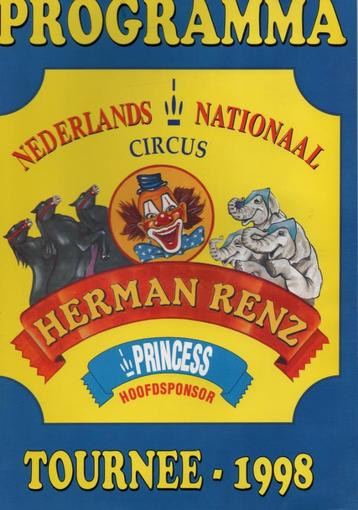 Nederlands Nat. Circus Herman Renz. Programmaboek 1998 beschikbaar voor biedingen