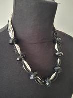 Vintage Chic Zwart Wit Kralen Ketting, Ophalen of Verzenden, Gebruikt, Zwart, Kunststof