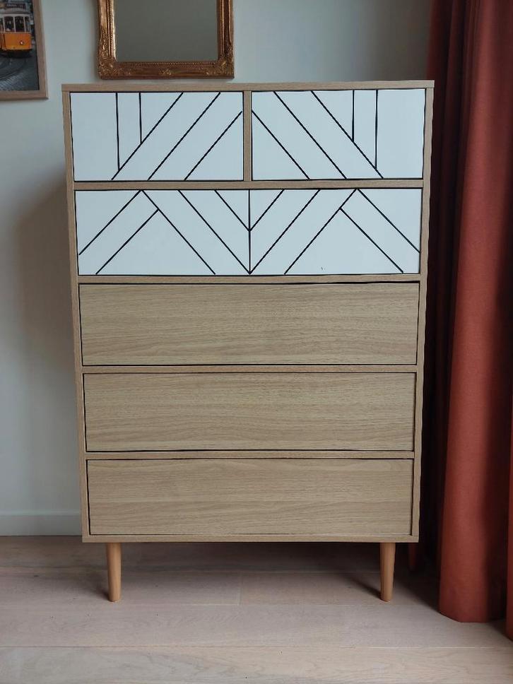 Ladekast hout/wit kleur, Huis en Inrichting, Kasten | Ladekasten, Gebruikt, 100 tot 150 cm, 50 tot 100 cm, 25 tot 50 cm, Kunststof