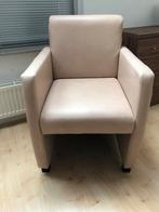 Crème kleurige leren fauteuil stoel leer zware kwaliteit, Ophalen, Gebruikt, Minder dan 75 cm, Leer